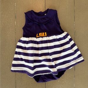 LSU Tigers Baby & Infant Girls’ Purple Stripe Bodysuit Dress • Size 3-6M